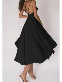 Outlet Women's Midi Dress White Dress Graduation Dress Slip Dress Fashion Birthday Graduation Going out Regular Fit Plain Sleeveless Spaghetti Strap Black White Red Green Summer Women White Dresses