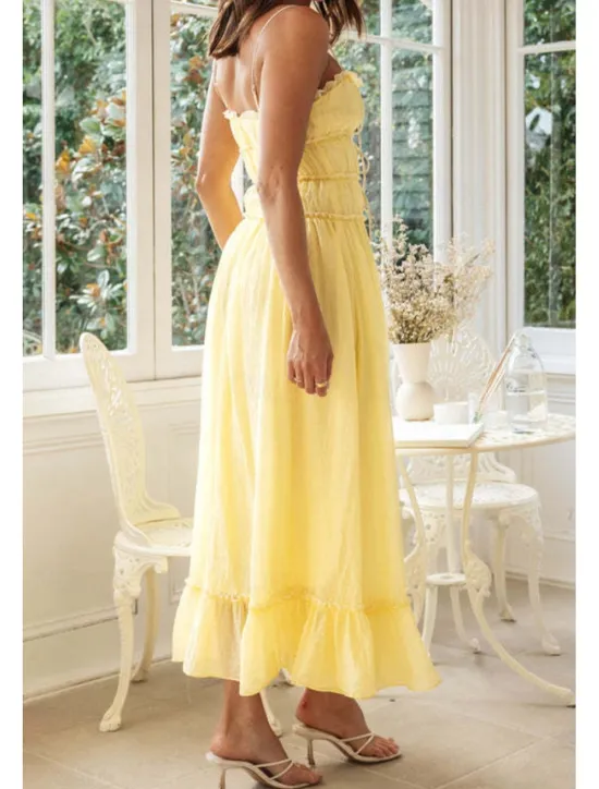 Hot Women's Midi Dress White Dress Slip Dress Fashion Graduation Date Going out Regular Fit Plain Sleeveless Spaghetti Strap White Yellow Summer Women White Dresses