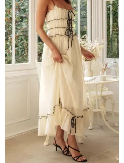 Hot Women's Midi Dress White Dress Slip Dress Fashion Graduation Date Going out Regular Fit Plain Sleeveless Spaghetti Strap White Yellow Summer Women White Dresses