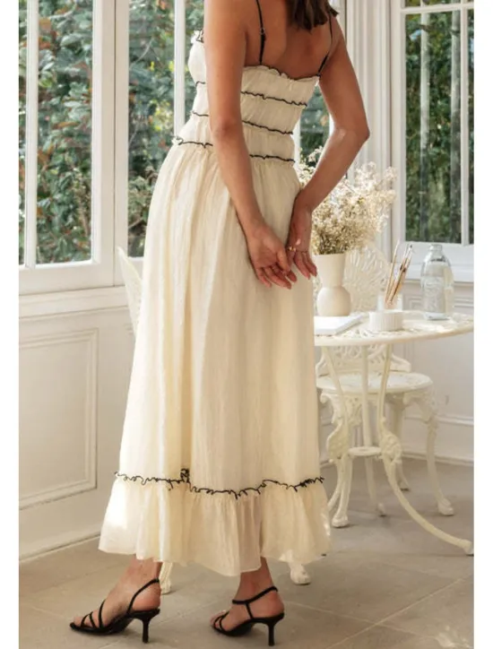 Hot Women's Midi Dress White Dress Slip Dress Fashion Graduation Date Going out Regular Fit Plain Sleeveless Spaghetti Strap White Yellow Summer Women White Dresses
