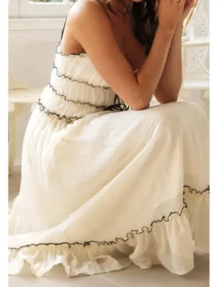 Hot Women's Midi Dress White Dress Slip Dress Fashion Graduation Date Going out Regular Fit Plain Sleeveless Spaghetti Strap White Yellow Summer Women White Dresses