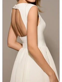 New Women's Midi Dress White Dress Fashion Modern Birthday Graduation Date Regular Fit Plain Sleeveless Crew Neck Black Light Grey Beige Summer Women White Dresses
