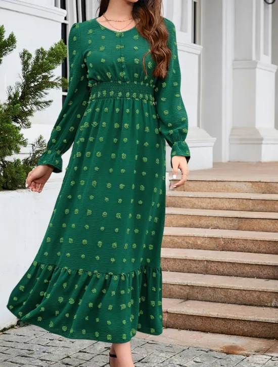 Women's Midi Dress Winter Dress A Line Dress Cute Stylish Casual Vacation Party Daily Regular Fit Plain Long Sleeve V Neck Black Red Blue Green Fall Winter Women Casual Dress