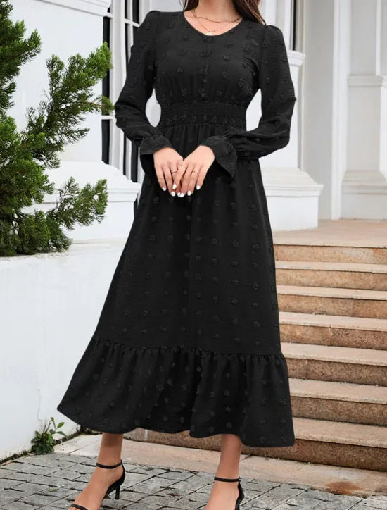 Women's Midi Dress Winter Dress A Line Dress Cute Stylish Casual Vacation Party Daily Regular Fit Plain Long Sleeve V Neck Black Red Blue Green Fall Winter Women Casual Dress