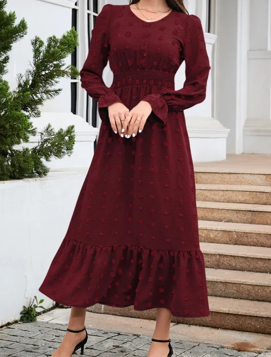 Women's Midi Dress Winter Dress A Line Dress Cute Stylish Casual Vacation Party Daily Regular Fit Plain Long Sleeve V Neck Black Red Blue Green Fall Winter Women Casual Dress
