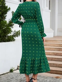 Women's Midi Dress Winter Dress A Line Dress Cute Stylish Casual Vacation Party Daily Regular Fit Plain Long Sleeve V Neck Black Red Blue Green Fall Winter Women Casual Dress
