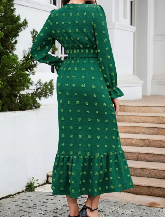 Women's Midi Dress Winter Dress A Line Dress Cute Stylish Casual Vacation Party Daily Regular Fit Plain Long Sleeve V Neck Black Red Blue Green Fall Winter Women Casual Dress