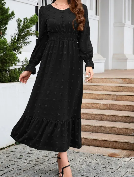 Women's Midi Dress Winter Dress A Line Dress Cute Stylish Casual Vacation Party Daily Regular Fit Plain Long Sleeve V Neck Black Red Blue Green Fall Winter Women Casual Dress