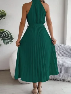 Clearance Women's Midi Dress Wrap Dress A Line Dress Pleated Dress Halter Dress Vacation Vacation Casual Daily Regular Fit Graphic Sleeveless Halter Neck Black Pink Wine Green Summer Women Cocktail Dress