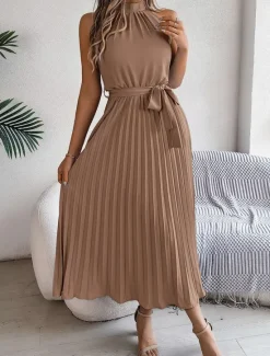 Clearance Women's Midi Dress Wrap Dress A Line Dress Pleated Dress Halter Dress Vacation Vacation Casual Daily Regular Fit Graphic Sleeveless Halter Neck Black Pink Wine Green Summer Women Cocktail Dress