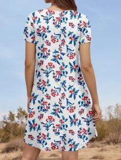 Outlet Women's Mini Dress Petite Dress T Shirt Dress Tee Dress Sundress A Line Dress Elegant Vintage Stylish Vacation Casual Daily Regular Fit Floral Graphic Short Sleeve Crew Neck Summer Women T Shirt Dresses