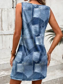 Hot Women's Mini Dress A Line Dress Summer Dress Off The Shoulder Dress Vacation Daily Loose Fit Graphic Geometric Sleeveless U Neck Summer Spring Women Sundresses