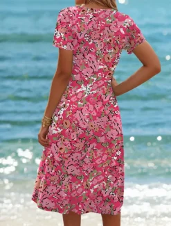 Online Women's Mini Dress A Line DressT Shirt Dress Tee Dress Sundress Summer Dress Casual Vacation Daily Beach Regular Fit Floral Graphic Short Sleeve Crew Neck Summer Women Casual Dress|T Shirt Dresses