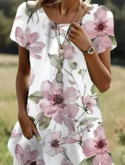 Women's Mini Dress A Line DressCasual Dress T Shirt Dress Tee Dress Sundress Stylish Casual Vacation Casual Daily Regular Fit Floral Graphic Short Sleeve Crew Neck Summer Women T Shirt Dresses