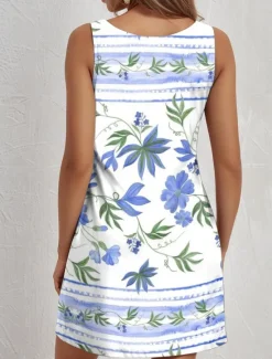 Online Women's Mini Dress A Line Dress Tank Dress Vintage Stylish Casual Daily Regular Fit Floral Graphic Sleeveless U Neck Summer Spring Women Sundresses