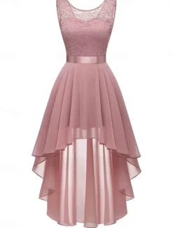 Hot Women's Mini Dress A Line Dress Tulle Dress Elegant Party Cocktail Wedding Outdoor Party Regular Fit Graphic Sleeveless Crew Neck Pink Wine Khaki Gray Summer Spring Women Cocktail Dress