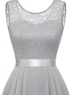 Hot Women's Mini Dress A Line Dress Tulle Dress Elegant Party Cocktail Wedding Outdoor Party Regular Fit Graphic Sleeveless Crew Neck Pink Wine Khaki Gray Summer Spring Women Cocktail Dress