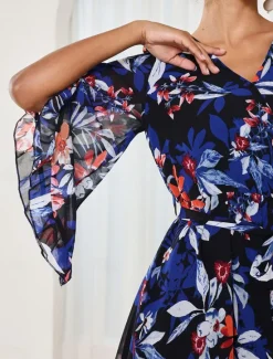 Women's Mini Dress A Line Dress Stylish Vacation Daily Loose Fit Floral Half Sleeve V Neck Summer Women Chiffon Dresses
