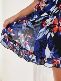 Women's Mini Dress A Line Dress Stylish Vacation Daily Loose Fit Floral Half Sleeve V Neck Summer Women Chiffon Dresses