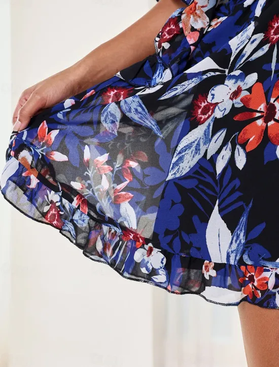 Women's Mini Dress A Line Dress Stylish Vacation Daily Loose Fit Floral Half Sleeve V Neck Summer Women Chiffon Dresses