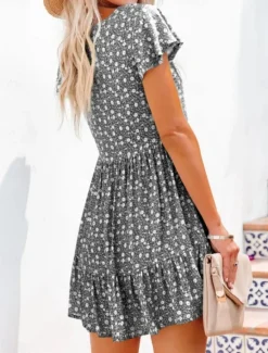 Online Women's Mini Dress A Line Dress Casual Outdoor Going out Regular Fit Floral Graphic Short Sleeve Spaghetti Strap Black Blue Sky Blue Purple Summer Spring Women Vacation Dresses