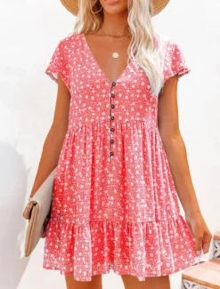 Online Women's Mini Dress A Line Dress Casual Outdoor Going out Regular Fit Floral Graphic Short Sleeve Spaghetti Strap Black Blue Sky Blue Purple Summer Spring Women Vacation Dresses