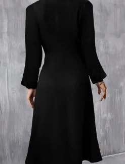 Hot Women's Mini Dress A Line Dress Semi Formal Office Regular Fit Plaid Plain Long Sleeve Crew Neck Black Wine Red Summer Fall Women Work Dresses