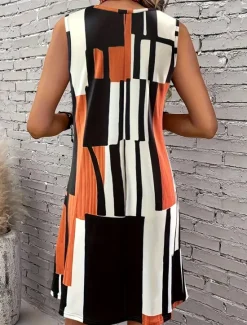 Outlet Women's Mini Dress A Line Dress Summer Dress Off The Shoulder Dress Vacation Vintage Stylish Daily Loose Fit Graphic Geometric Sleeveless U Neck Summer Spring Women Sundresses