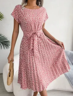 Discount Women's Mini Dress A Line Dress Summer Dress Casual Daily Regular Fit Floral Short Sleeve Crew Neck Navy Red Blue Brown Summer Women Casual Dress