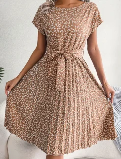 Discount Women's Mini Dress A Line Dress Summer Dress Casual Daily Regular Fit Floral Short Sleeve Crew Neck Navy Red Blue Brown Summer Women Casual Dress