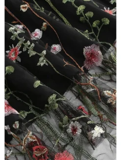 Women's Mini Dress A Line Dress Tulle Dress Elegant Party Cocktail Outdoor Party Wedding Guest Regular Fit Floral Short Sleeve Crew Neck Black White Red Blue Summer Women Cocktail Dress