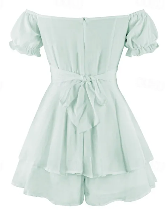 Clearance Women's Mini Dress A Line Dress Summer Dress Stylish Sexy Flared Sleeve Vacation Daily Date Regular Fit Plain Sleeveless Off Shoulder Black White Light Green Red Summer Women White Dresses