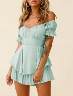 Clearance Women's Mini Dress A Line Dress Summer Dress Stylish Sexy Flared Sleeve Vacation Daily Date Regular Fit Plain Sleeveless Off Shoulder Black White Light Green Red Summer Women White Dresses