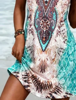 Sale Women's Mini Dress A Line Dress Summer Dress Off The Shoulder Dress Vacation Beach Daily Loose Fit Graphic Paisley Tribal Sleeveless U Neck Summer Spring Women Sundresses