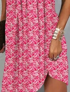 Best Women's Mini Dress A Line Dress Stylish Casual Vacation Daily Regular Fit Floral Sleeveless V Neck Pink Green Summer Spring Women Spring Dresses