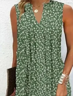 Best Women's Mini Dress A Line Dress Stylish Casual Vacation Daily Regular Fit Floral Sleeveless V Neck Pink Green Summer Spring Women Spring Dresses