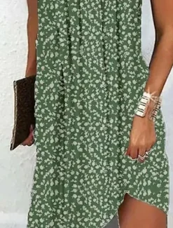 Best Women's Mini Dress A Line Dress Stylish Casual Vacation Daily Regular Fit Floral Sleeveless V Neck Pink Green Summer Spring Women Spring Dresses