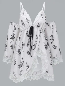 Outlet Women's Mini Dress Boho Dress Western Dress Fashion Vacation Daily Going out Regular Fit Flower Long Sleeve V Neck Summer Women Floral Dresses
