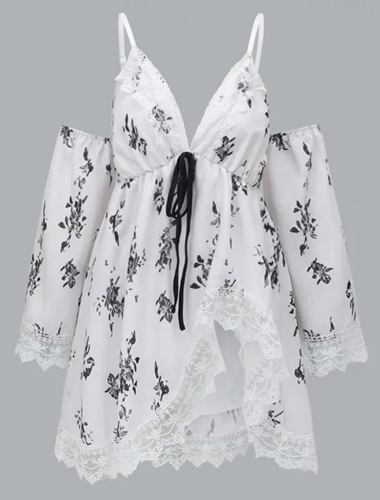 Outlet Women's Mini Dress Boho Dress Western Dress Fashion Vacation Daily Going out Regular Fit Flower Long Sleeve V Neck Summer Women Floral Dresses