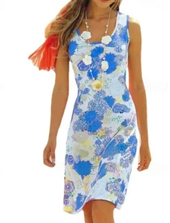 Clearance Women's Mini Dress Casual Dress Floral Dress Summer Dress Stylish Casual Vacation Daily Date Regular Fit Floral Sleeveless U Neck Red Blue Orange Green Summer Women Spring Dresses