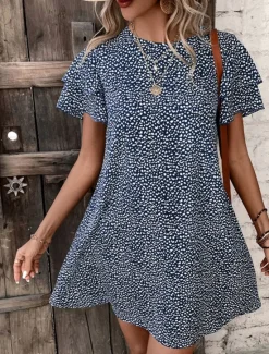 Women's Mini Dress Casual Dress Summer Dress Fashion Modern Daily Beach Weekend Regular Fit Graphic Short Sleeve Crew Neck Red Blue Green Summer Women Floral Dresses