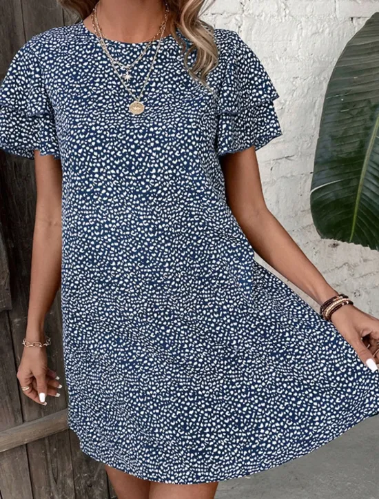 Women's Mini Dress Casual Dress Summer Dress Fashion Modern Daily Beach Weekend Regular Fit Graphic Short Sleeve Crew Neck Red Blue Green Summer Women Floral Dresses