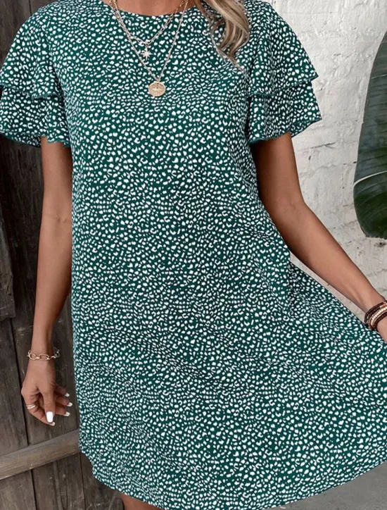 Women's Mini Dress Casual Dress Summer Dress Fashion Modern Daily Beach Weekend Regular Fit Graphic Short Sleeve Crew Neck Red Blue Green Summer Women Floral Dresses