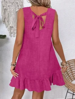 Clearance Women's Mini Dress Casual Dress Tank Dress Stylish Basic Casual Vacation Daily Regular Fit Plain Sleeveless Crew Neck Pink Blue Green Apricot Summer Women Sundresses