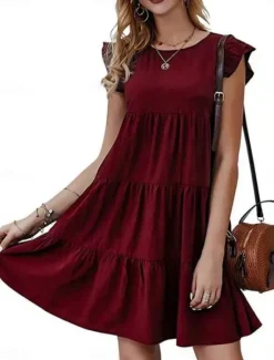 Sale Women's Mini Dress Casual Dress Swing Dress T Shirt Dress Tee Dress Stylish Basic Casual Vacation Daily Regular Fit Plain Sleeveless Crew Neck White Wine Summer Spring Women White Dresses