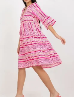 Discount Women's Mini Dress Casual Dress Stylish Casual Vacation Daily Regular Fit Floral Geometric 3/4 Length Sleeve Notched Neck Summer Women Spring Dresses