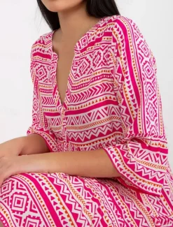 Discount Women's Mini Dress Casual Dress Stylish Casual Vacation Daily Regular Fit Floral Geometric 3/4 Length Sleeve Notched Neck Summer Women Spring Dresses