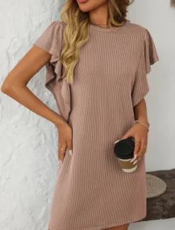 Women's Mini Dress Casual Dress Mini Dress Petite Dress A Line Dress Basic Birthday Vacation Work Casual Loose Fit Stripe Gingham Short Sleeve Crew Neck Pink Sky Blue Green Khaki Summer Spring Women T Shirt Dresses