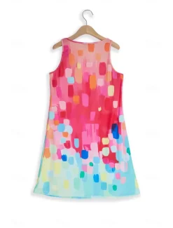 Online Women's Mini Dress Casual Dress Petite Dress Sundress Tank Dress Vintage Vacation Holiday Date Loose Fit Ombre Sleeveless Crew Neck Summer Women Sundresses