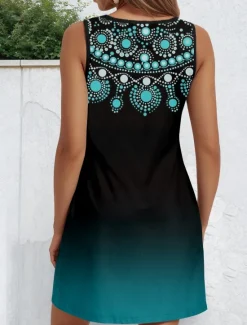 Women's Mini Dress Casual Dress Mini Dress Petite Dress Sundress Summer Dress Casual Vacation Daily Holiday Regular Fit Floral Graphic Bohemian Sleeveless V Neck Pink Wine Blue Green Summer Spring Women T Shirt Dresses